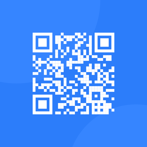 QR code image with a blue background